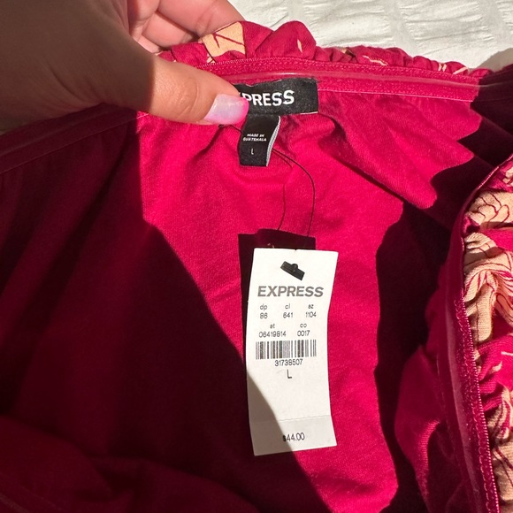 Express Floral Print Banded Bottom Tube Top - Picture 3 of 4